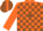 Silk - Orange, brown blocks, brown stripe on orange sleeves, orange and brown