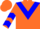 Silk - Orange, blue trianglar 'v' panel, blue chevrons on sleeves, orange cap