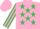 Silk - Pink, emerald green stars, emerald green and pink striped sleeves, pink cap