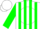 Silk - White, green stripes, 'mes' on white disc, green stripes on sleeves, white cap