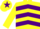Silk - YELLOW & PURPLE CHEVRONS, yellow sleeves, yellow cap, purple star