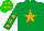 Silk - Emerald green,orange star,emGreen sleeves,orange stars,green cap,orange stars