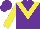 Silk - Purple body, yellow chevron, yellow arms, purple cap