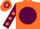 Silk - Orange, Maroon disc, Maroon sleeves, Orange spots, hooped cap