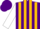 Silk - Purple, gold stripes, red lion, gold and purple hoops on white sleeves, purple cap