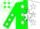 Silk - Irish green, white star, irish green and white halved stars