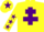 Silk - Yellow, Purple Cross of Lorraine, stars on sleeves and star on cap