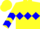 Silk - Fluorescent yellow, blue diamond belt, blue chevrons on sleeves