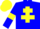 Silk - Soft blue body, yellow cross of lorraine, soft blue arms, yellow armlets, yellow cap, soft blue striped