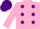 Silk - Shocking pink, purple spots, shocking pink sleeves, shocking pink and purple cap