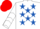 Silk - White, Royal Blue stars, Red and White chevrons on sleeves, Red cap