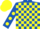 Silk - Royal Blue and Yellow check, Royal Blue sleeves, Yellow spots, Yellow cap