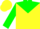 Silk - Yellow, green yoke, green sleeves, yellow circle, yellow cap, green pompon