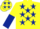 Silk - Yellow, dark blue stars, halved sleeves, yellow cap dark blue stars