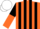 Silk - Orange and black stripes, Black and Orange halved sleeves, white cap