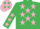 Silk - Emerald green, pink stars