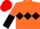 Silk - Orange body, black triple diamond, orange arms, black halved, red cap