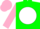 Silk - Green, pink 'tt' in white disc, pink 'rim' on sleeves, green and pink cap