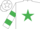 Silk - White, Emerald Green star, hooped sleeves