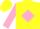 Silk - Yellow, yellow 'a' in pink diamond,pink sleeves