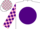 Silk - White, pink 'jh' on purple disc, white sleeves wih purple and pink blocks