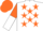 Silk - White, orange stars, orange and white halved sleeves, orange cap