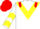 Silk - White, red epaulets, red and yellow inverted chevron, red and yellow inverted chevrons on sleeves, red cap