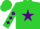 Silk - Lime green, lime green 'mb' on purple star, purple diamonds on sleeves