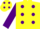 Silk - YELLOW, purple spots & sleeves, yellow cap, purple spots