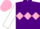 Silk - Purple, pink triple diamond, white sleeves, pink cap