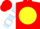 Silk - Red, yellow disc, light blue and white bars on sleeves, red cap