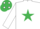 Silk - White, emerald green star, white sleeves, emerald green cap, white spots