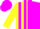 Silk - Yellow and magenta halves,magenta stripes on yellow sleeves,magenta cap