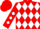 Silk - Red, red 'd' on white diamonds, white diamonds on sleeves, red cap