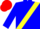 Silk - Fluorescent blue, red and yellow sash, red cap