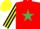 Silk - Red, emerald green star, black & yellow striped sleeves, yellow cap