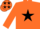 Silk - Orange, black star, Orange sleeves, Orange cap, Black stars