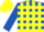 Silk - Royal blue, yellow blocks, yellow stripes and royal blue sleeves, yellow cap