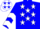 Silk - Blue, white 'm' and stars, white chevrons on sleeves