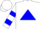 Silk - White, blue triangle, blue bars on sleeves, white cap