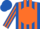 Silk - Royal blue, orange disc, orange stripes on sleeves, orange stripes on royal blue cap