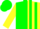 Silk - Green and yellow halves, green stripes on yellow sleeves, green cap