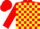 Silk - Red and yellow blocks, red sleeves and cap
