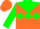 Silk - Orange, green 'v' yoke, green diamond hoop on sleeves, orange cap