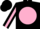 Silk - Black , black arg on pink disc, pink dot stripe on sleeves, black cap