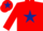 Silk - Red, dark blue star and star on cap, Red sleeves