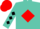 Silk - Turquoise, black 'wn' in red diamond, red and black diamonds on sleeves, red cap