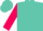 Silk - Turquoise, turquoise 'h' on hot pink heart, turquoise 'rr' on hot pink sleeves