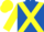 Silk - Royal blue, yellow cross belts, yellow 'b', royal blue and yellow sleeves, yellow cap