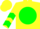 Silk - Yellow, yellow 'b' on green disc, green chevrons on sleeves, yellow cap